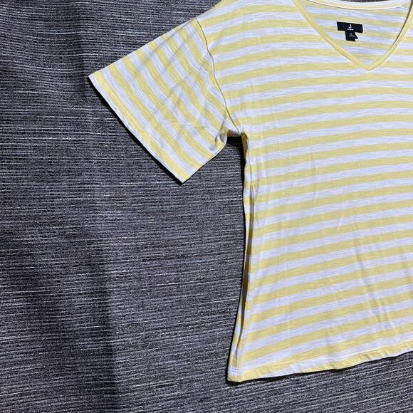 Jasib Wu Top T Shirt Women's M Yellow Striped V Neck - Picture 3 of 12